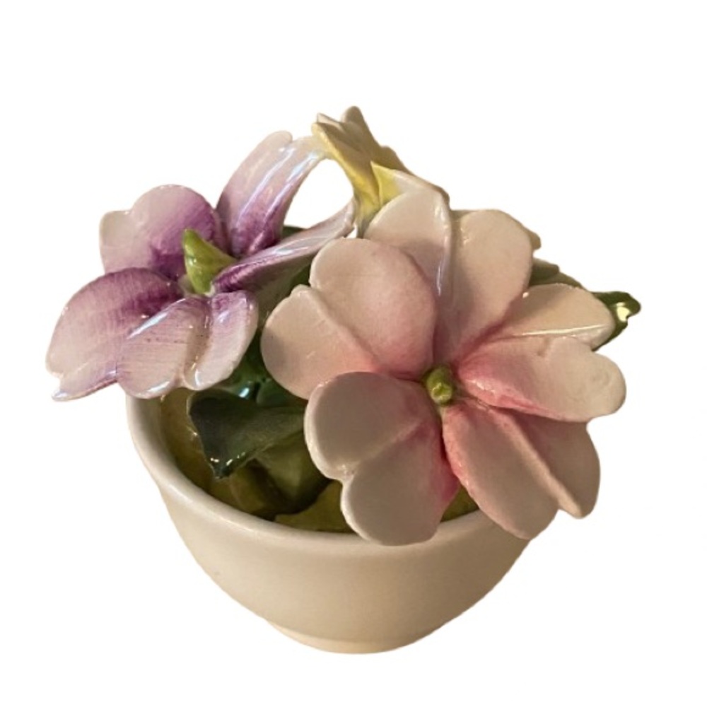 Vintage Coalport Miniature Bone China Flower Pot 2” Made in England Cottagecore